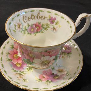 Royal Albert Flower of The Month October Cosmos Cup & Saucer